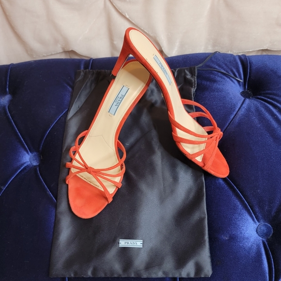 PRADA Strappy Red Suede Slide Sandals - Picture 5 of 13